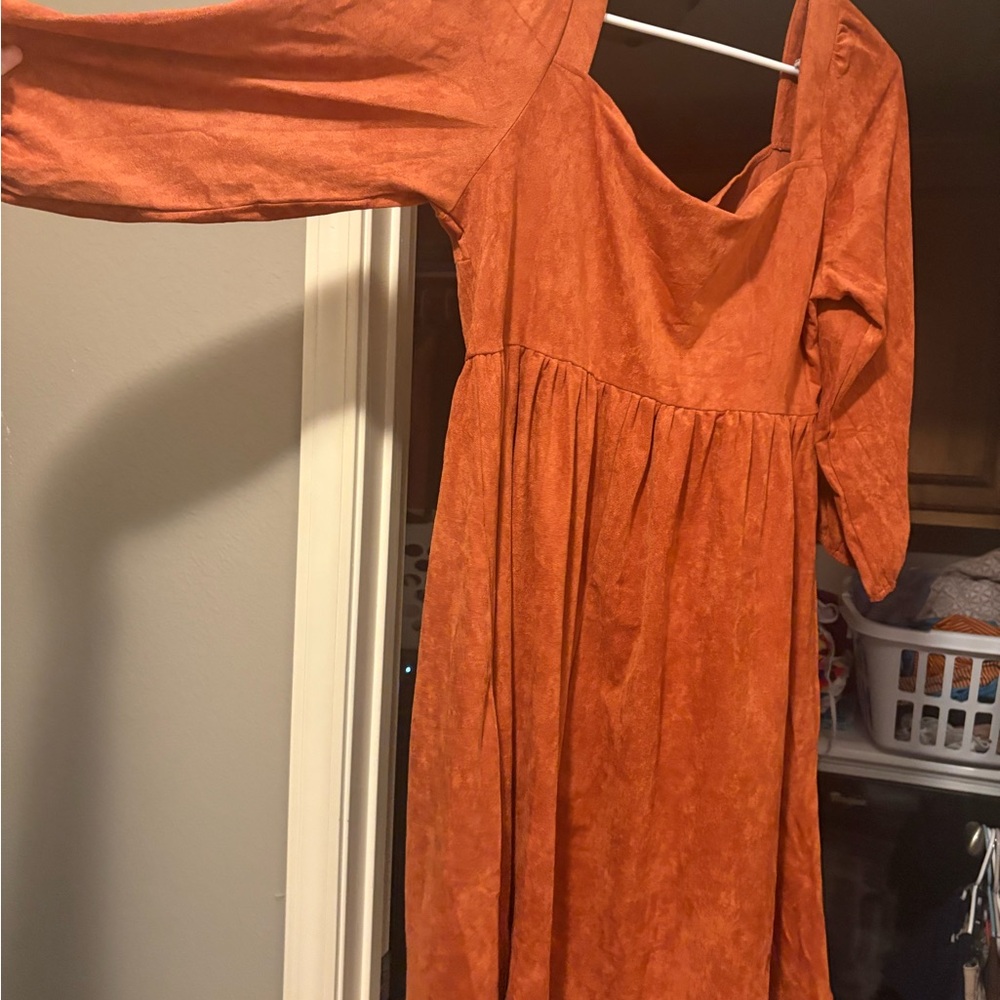 Rust Orange Long Sleeve Dress
